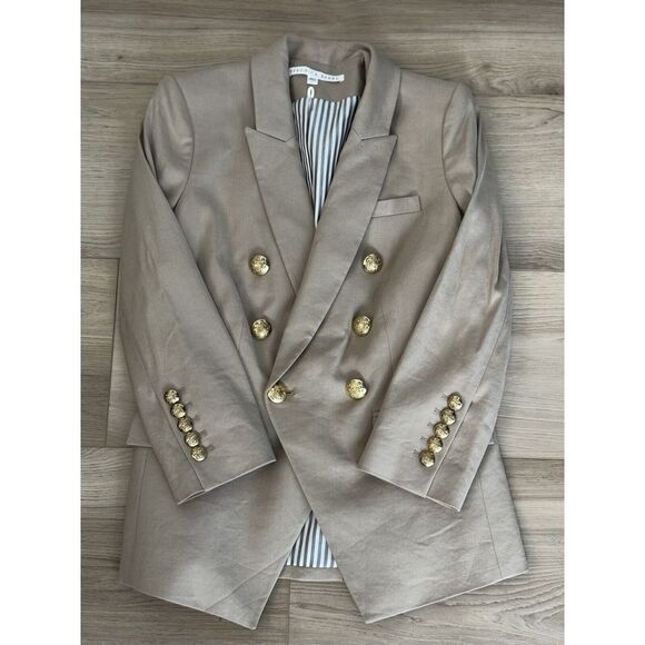 Veronica Beard | Empire Khaki Linen & Cotton Dickey Blazer | Size 2 - Picture 4 of 12